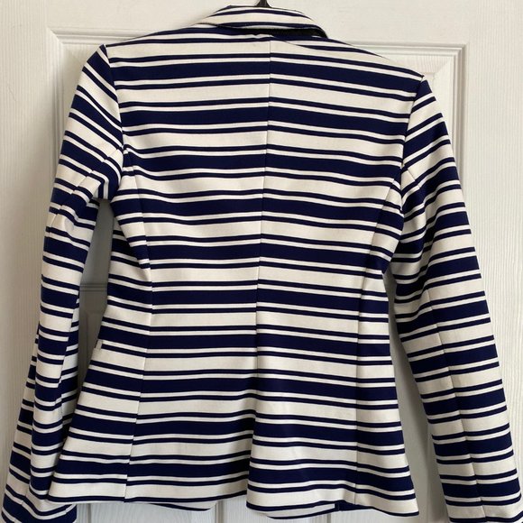 Express White and Navy Striped Tailored Blazer - Picture 2 of 2